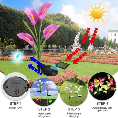 Artificial Lily Solar Garden Lights Features Charging