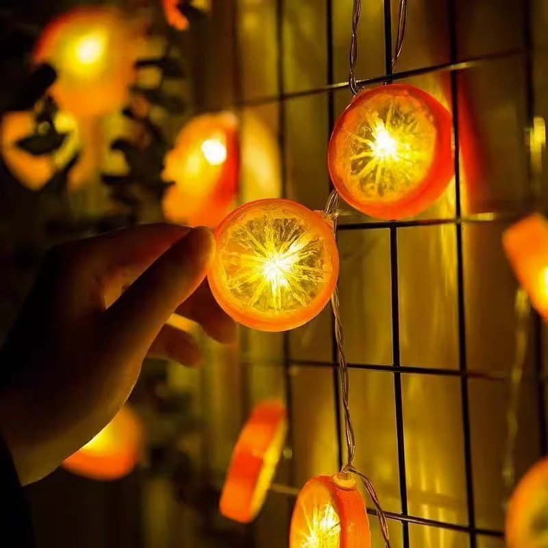Lemon Slice LED String Lights USB with a blurred background
