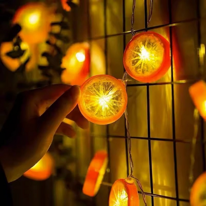 Lemon Slice LED String Lights USB with a blurred background