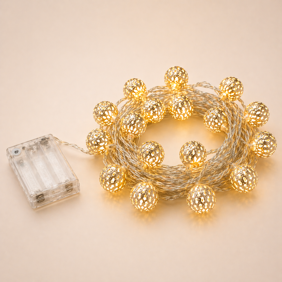 Moroccan Metal Ball LED String Lights