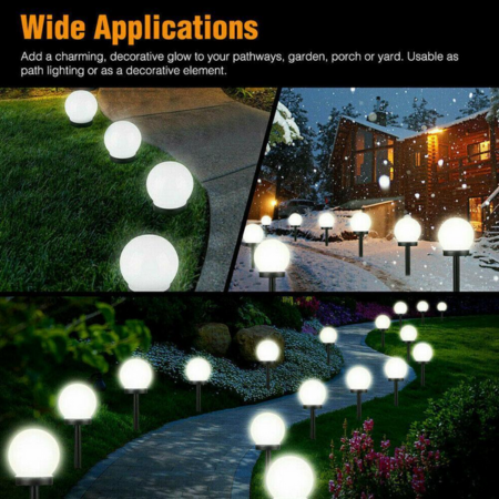 Solar Ball Garden Lights Outdoor used for decorative purposes on pathways, garden, and porch.