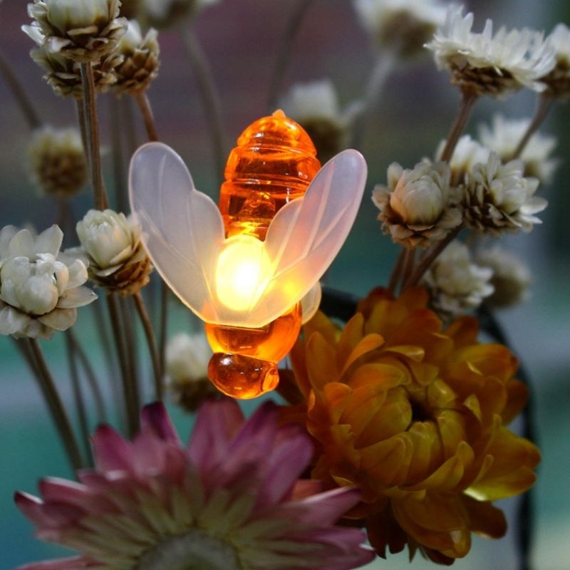 Solar Bee Fairy Lights Outdoor Close Shot