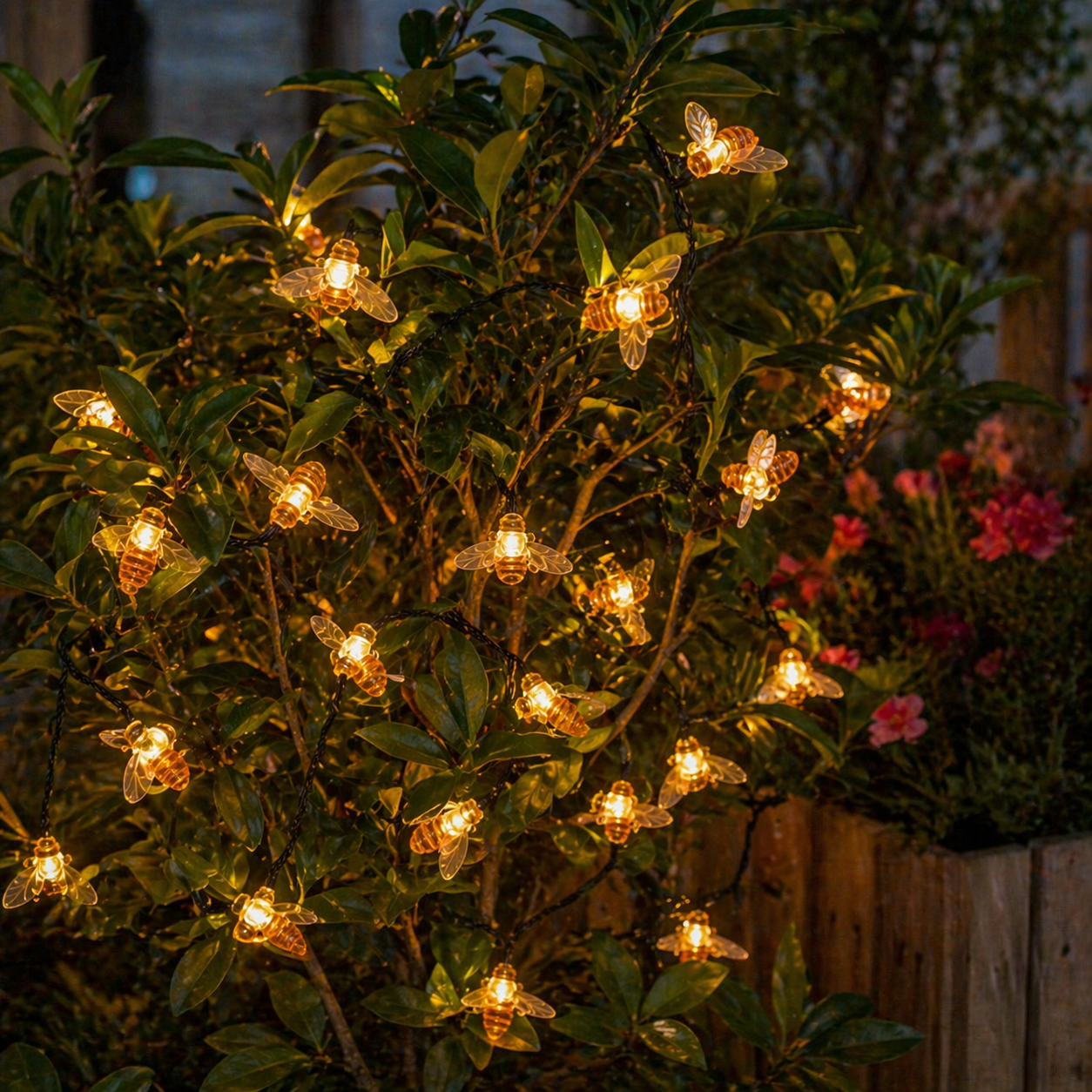 Solar Bee Fairy Lights Outdoor Plant