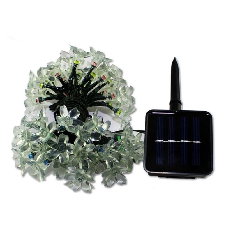 Solar Blossom Fairy Lights Outdoor Back White BG