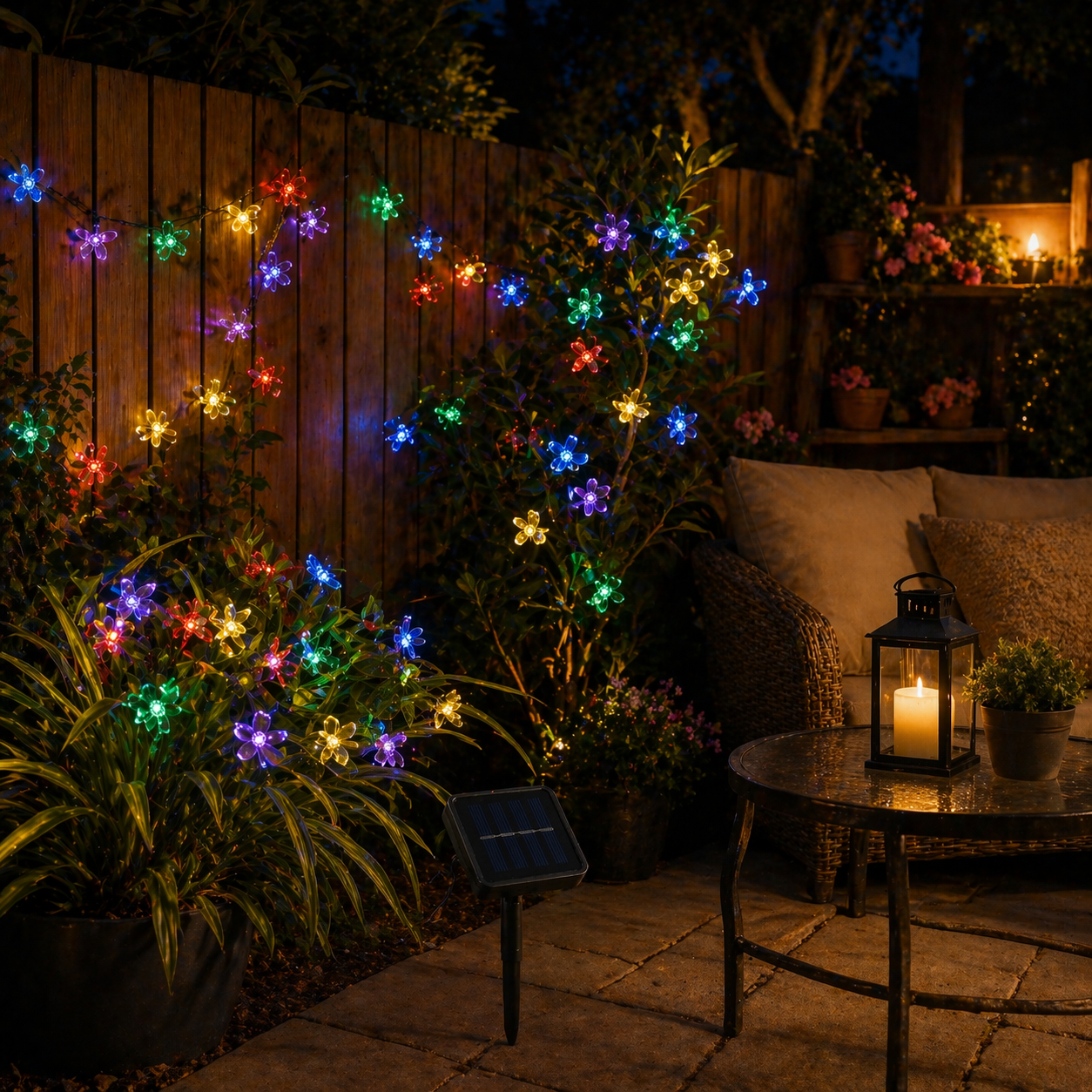 Solar Blossom Fairy Lights Outdoor Patio