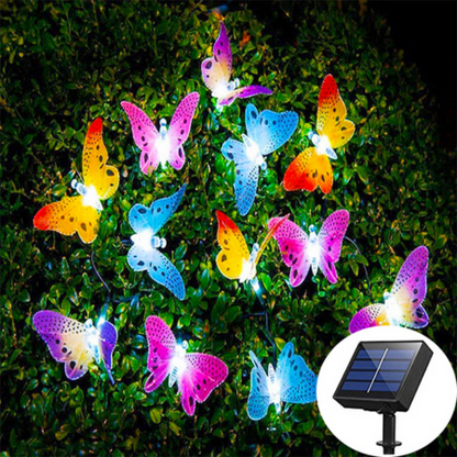 Solar Butterfly String Lights Outdoor on a green background