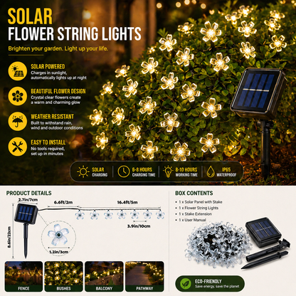 Solar Flower Fairy String Lights Features