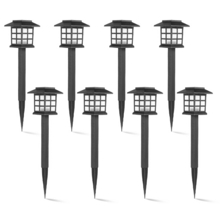 Set of eight Solar Garden Path Lights Outdoor on a white background