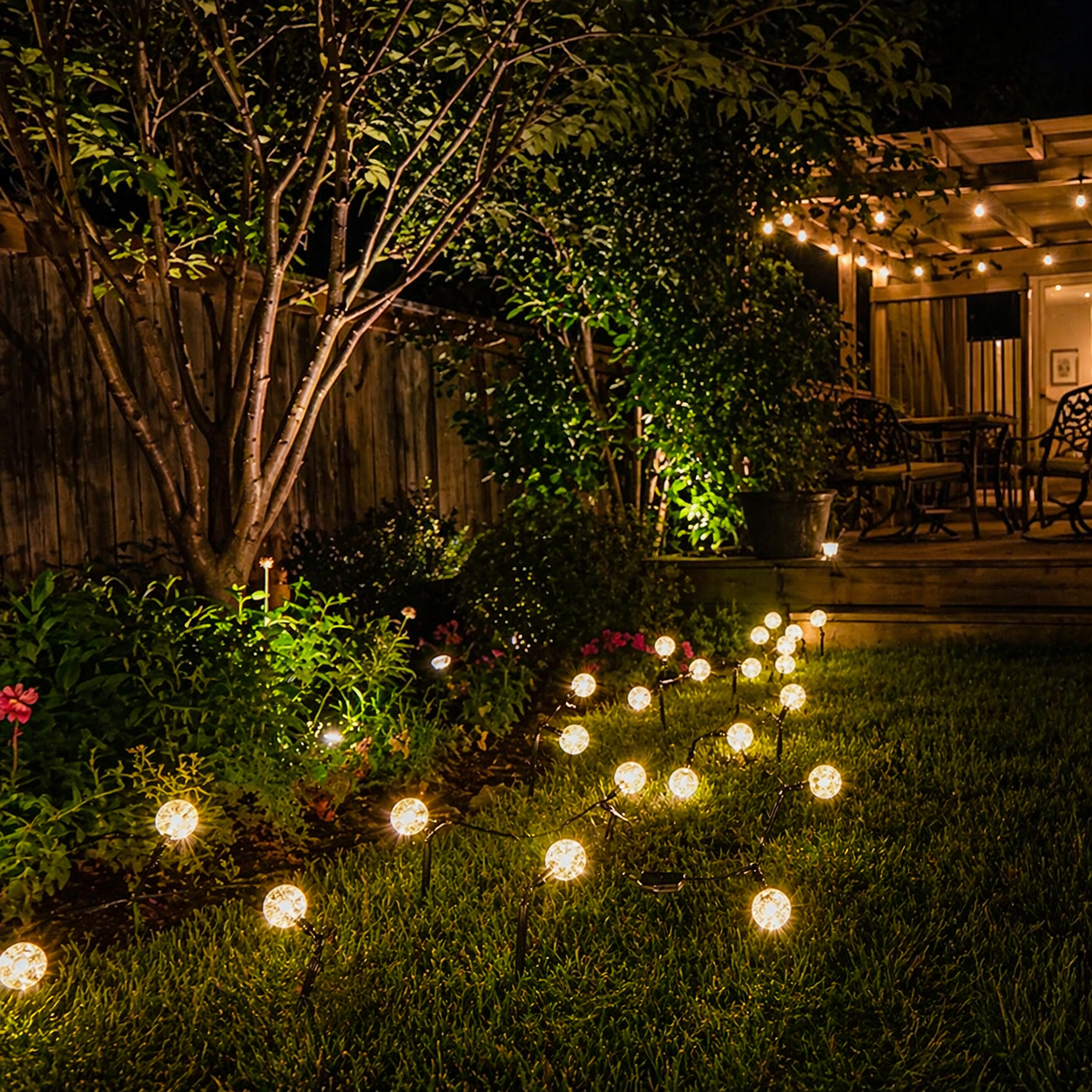 Solar Globe String Lights Outdoor Garden2
