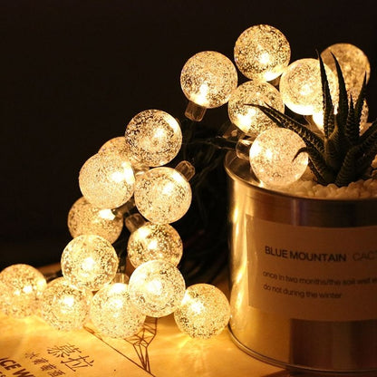 Solar Globe String Lights Outdoor Yellow