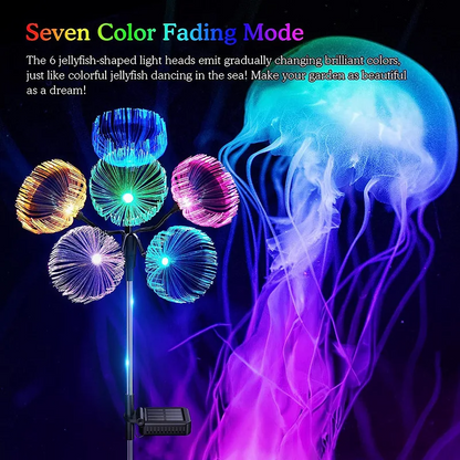 Solar Jellyfish Garden Lights with seven color fading mode on a dark background