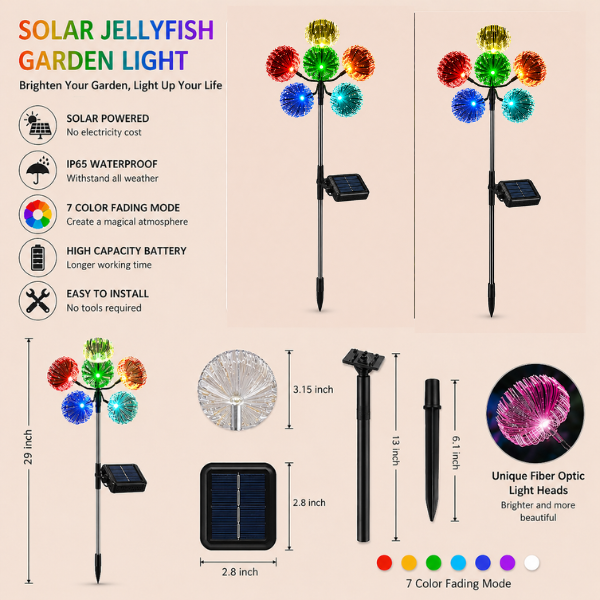 Solar Jellyfish Garden Lights Features