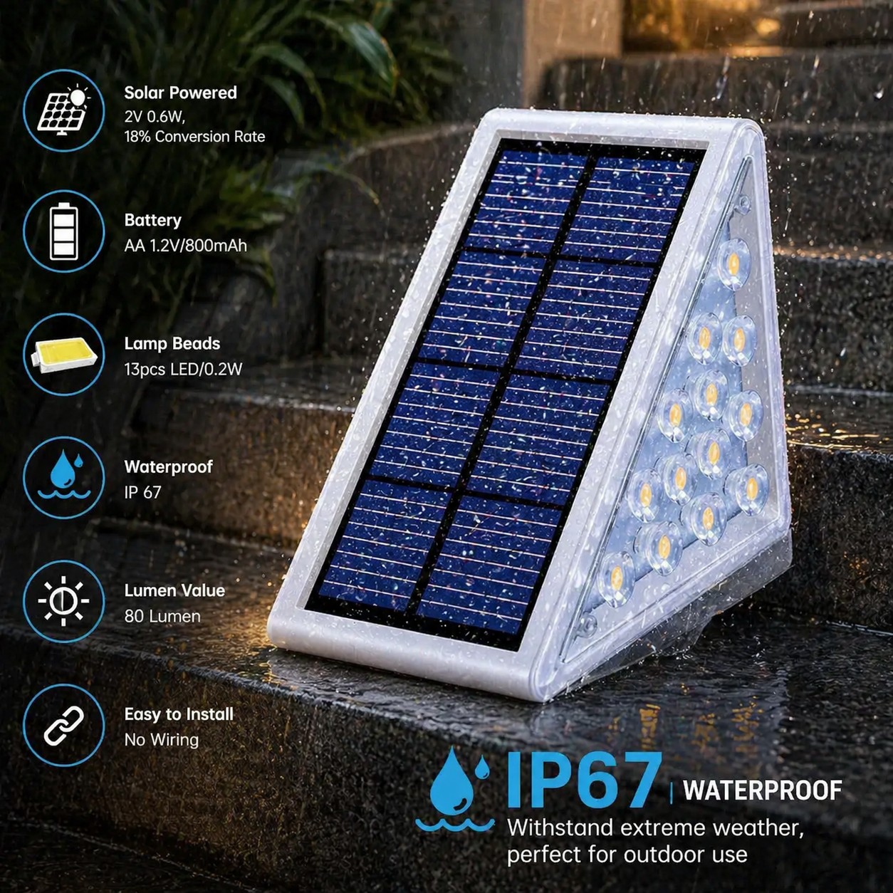 Solar LED Stair Step Lights Features