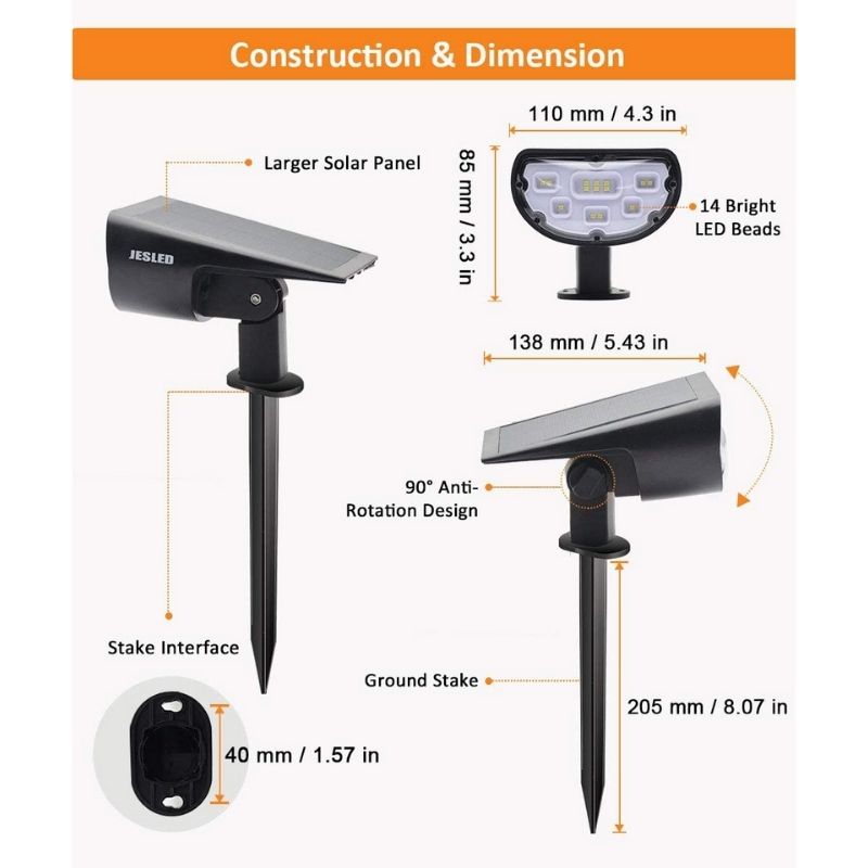 Solar Landscape Spotlights Outdoor Size