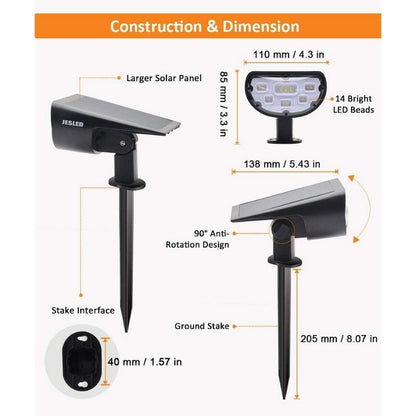 Solar Landscape Spotlights Outdoor Size