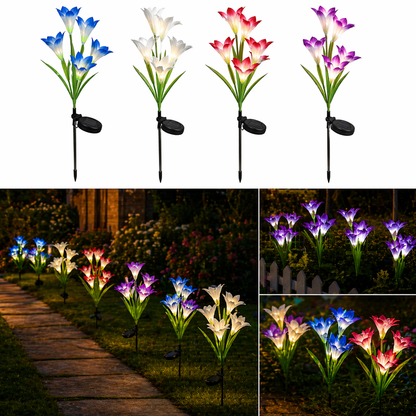 Solar Lily Flower Lights Outdoor – 4 Pack Multi