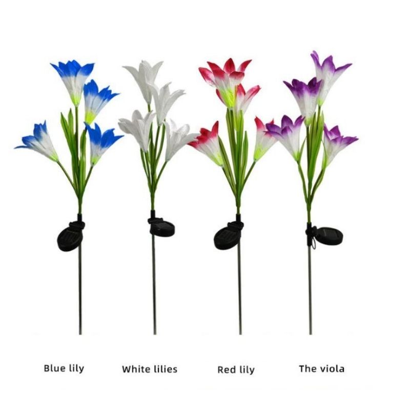 Solar Lily Flower Lights Outdoor – 4 Pack White