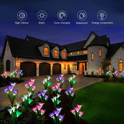 Solar Lily Flower Lights Outdoor – 4 Pack real life