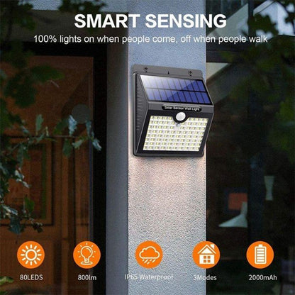 Solar Motion Sensor Lights 60 LED 4 pack features