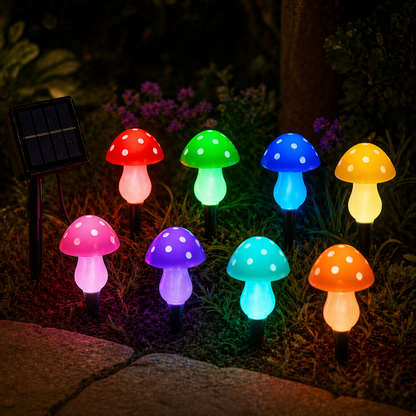 Solar Mushroom Lights 8 Pack Backyard