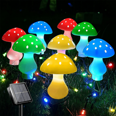Solar Mushroom Lights 8 Pack Garden