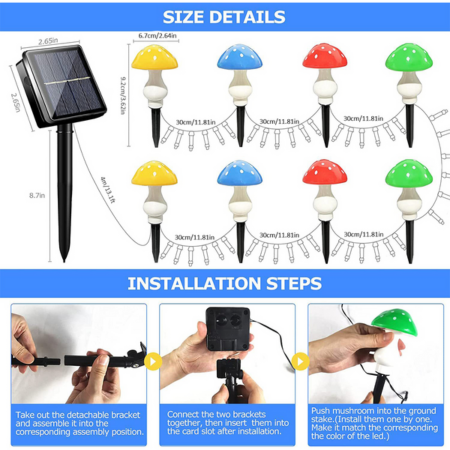 Solar Mushroom Lights 8 Pack Installation