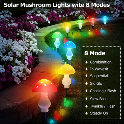 Solar Mushroom Lights 8 Pack Modes
