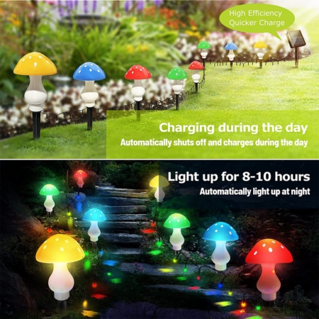 Solar Mushroom Lights 8 Pack Night