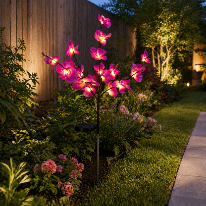 Solar Orchid Garden Lights back yard