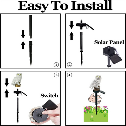 Step-by-step installation guide for a solar panel and switch system with Solar Owl Garden Lights Outdoor