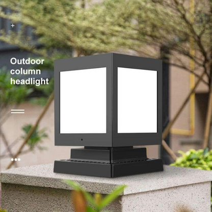 Solar Pillar Square Light on a concrete surface with greenery in the background