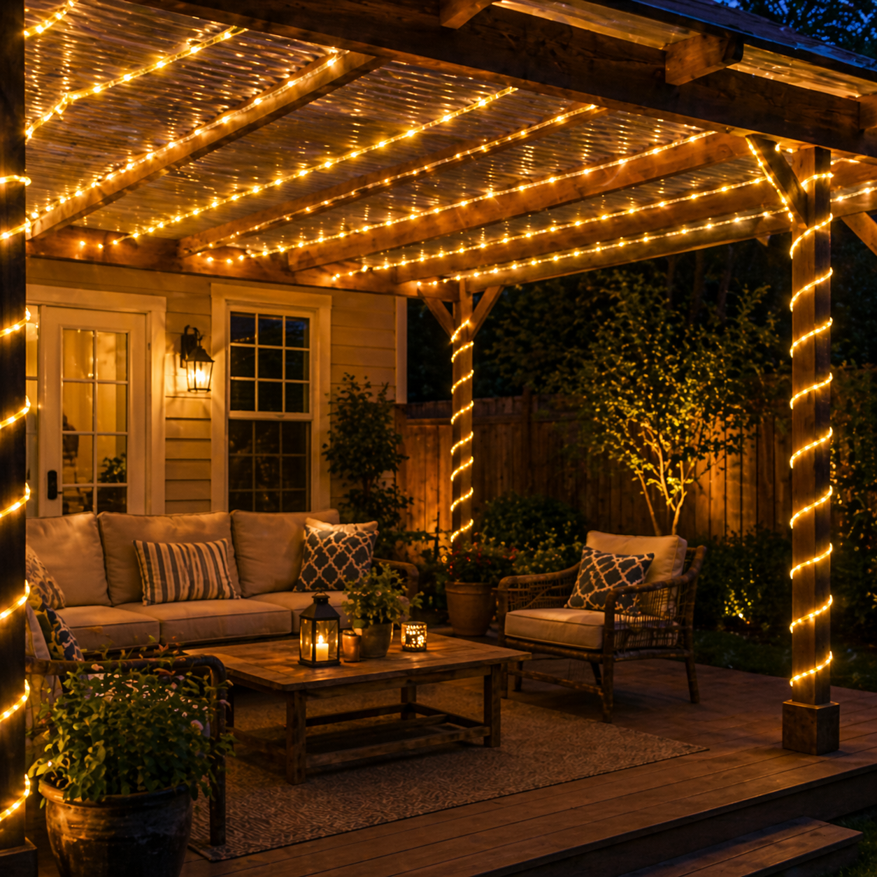 Solar Rope Lights Outdoor Patio