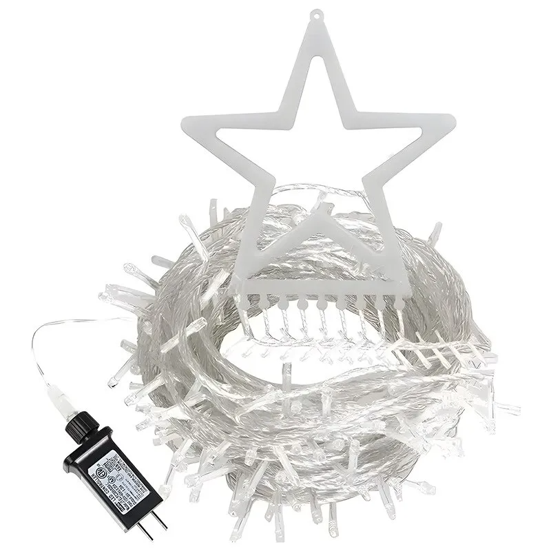 Solar Star Curtain Lights Outdoor White