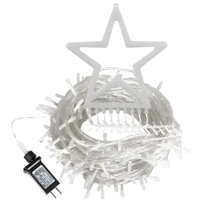 Solar Star Curtain Lights Outdoor White
