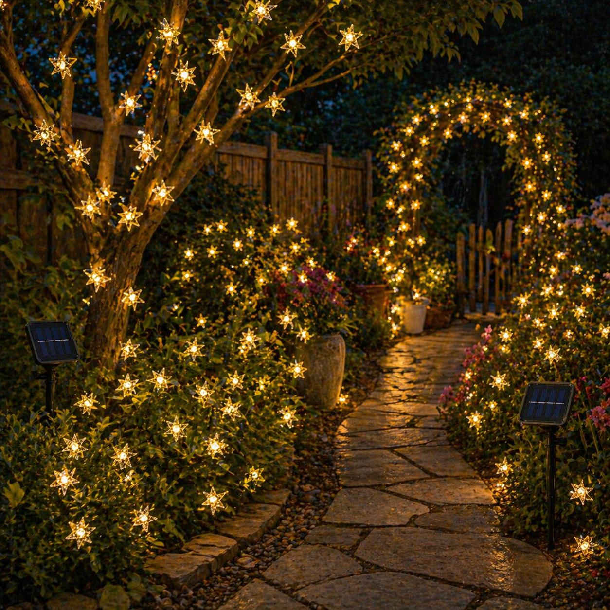 Solar Star Fairy Lights Outdoor Garden