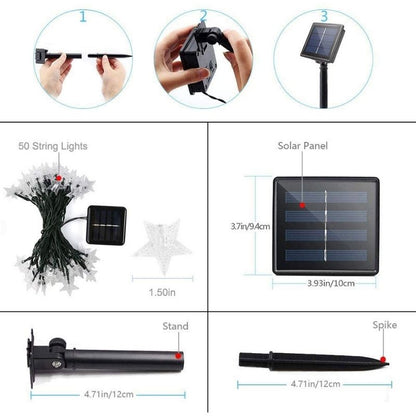 Solar Star Fairy Lights Outdoor Size