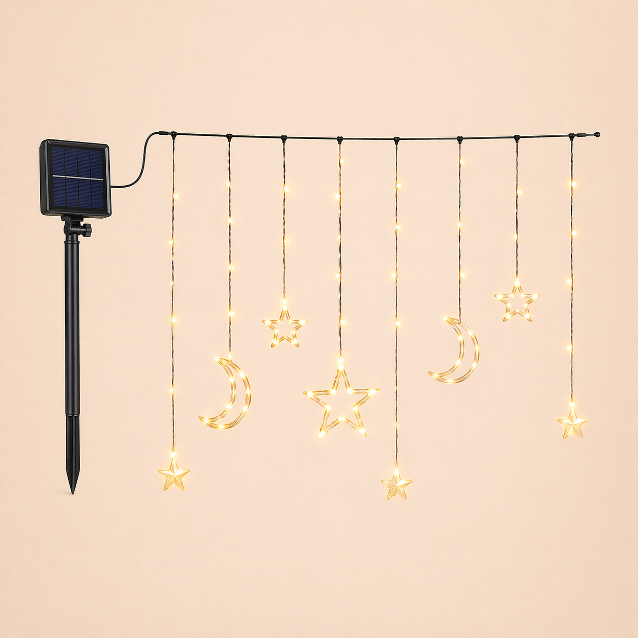 Solar Star Moon String Lights Outdoor