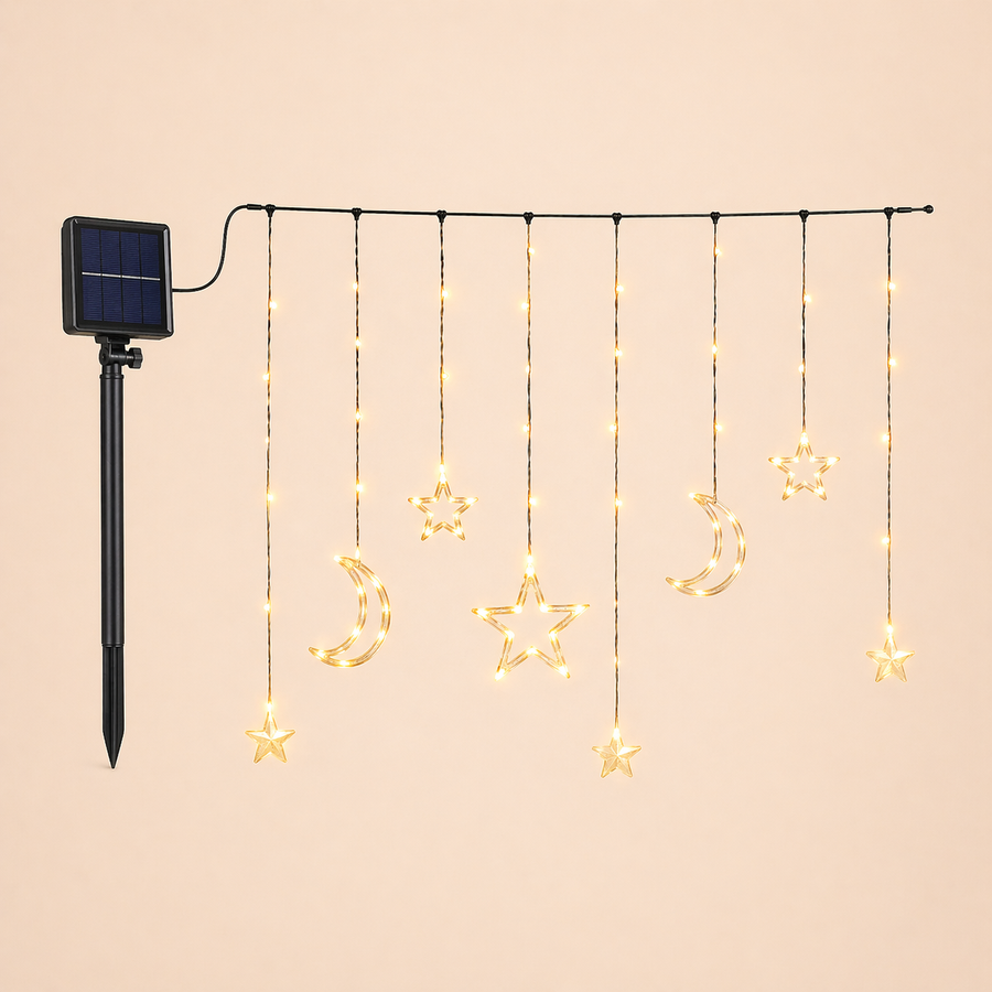 Solar Star Moon String Lights Outdoor