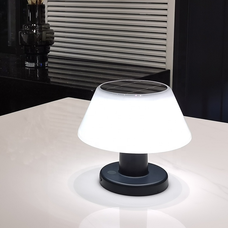 Solar Table Lamp Outdoor on a white surface with a dark background