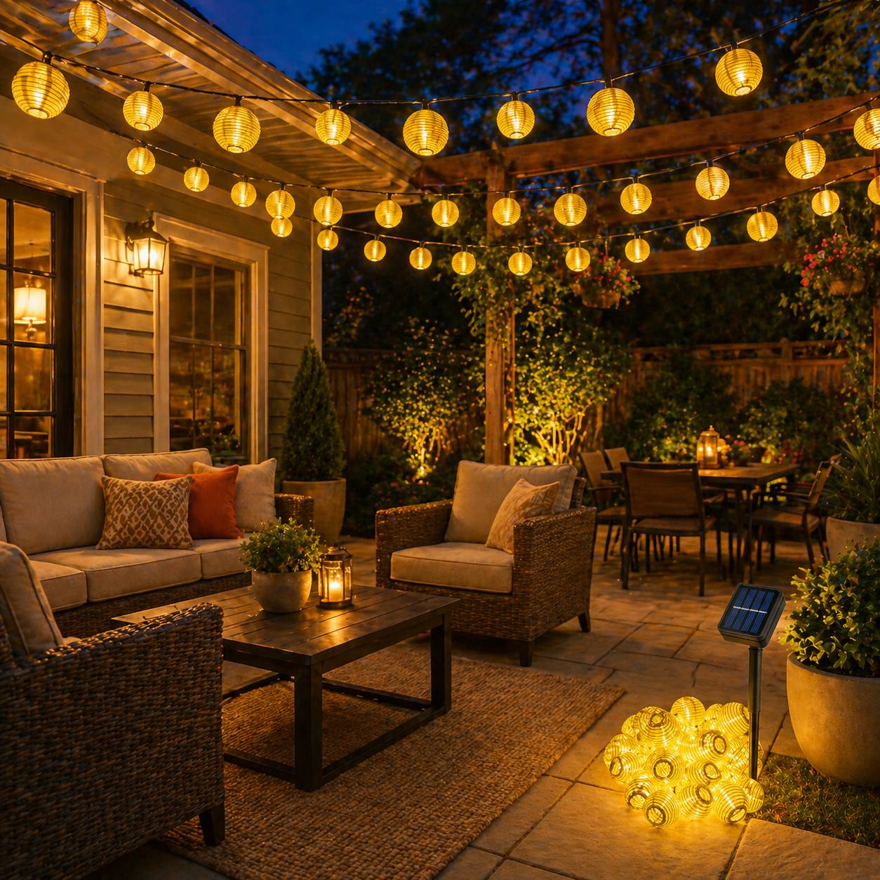 Waterproof Lantern Solar String Lights Patio